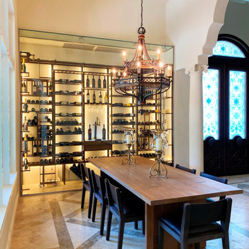 Transitional Rust Metal Wine Room