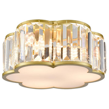 Modern Crystal Ceiling Light Fixture Gold, 3-Light