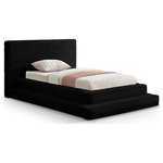 Meridian Furniture - Drew Upholstered Bed, Black, Twin, Corduroy Fabric - Sweet slumber comes easier when you're snuggled up in this Drew black corduroy fabric twin bed. Upholstered in the softest black furry textured corduroy fabric from top to bottom, this handsome bed looks just as cuddly as your favorite teddy bear. Simplistic by design, the bed features a triple tier design to give it added visual appeal. A high headboard lends a dramatic touch to this bed, making it a focal point in your bedroom sanctuary.