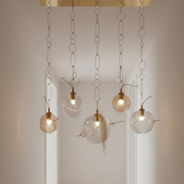 Handcrafted Celestial Glass Globe Pendant Chandelier - Custom Sizes Available