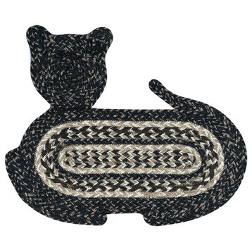 Cblack + Tan Cat Shaped Rug 14.5"x19.5"