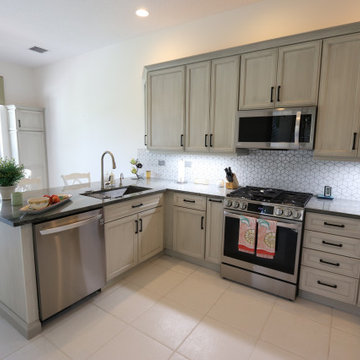 Palm Beach Gardens FL - Traditional Gray Cabinet Kitchen - Large Tile Flooring