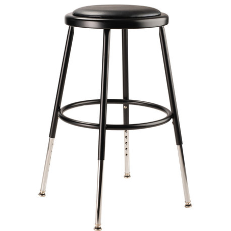 NPS 6400 Series 19-27" Modern Vinyl Padded Steel Metal Heavy Duty Stool in Black