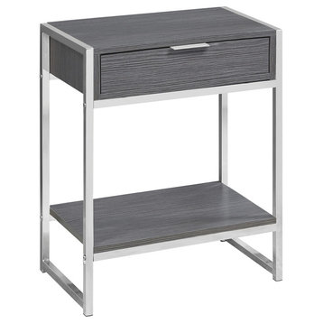 24" Accent Table, Gray, Chrome Metal