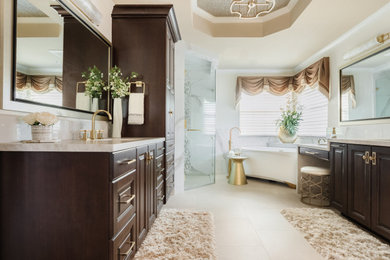 Bathroom - traditional master bathroom idea in Sacramento with a built-in vanity