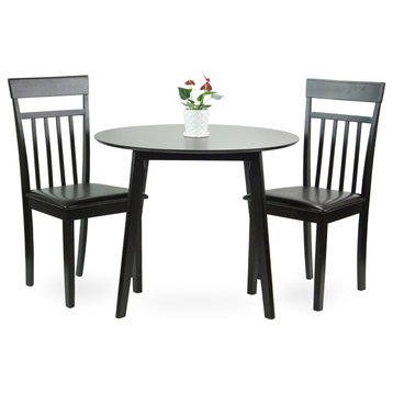 Dining Room Set of 2 Warm Chairs and Round Dining Table Kitchen Modern Solid Woo