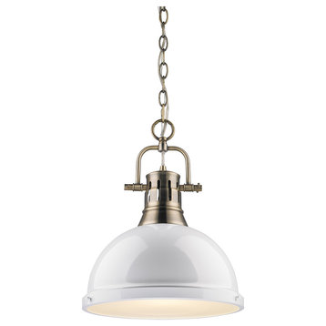 Golden Lighting 3602-L AB-WH Duncan 1 Light Pendant with Chain