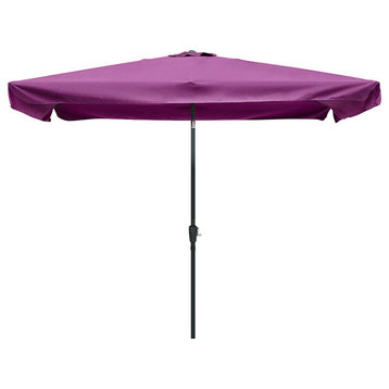 Yescom 10x6.5'  Patio Umbrella With Valance Sunshade Crank Tilt, Fuchsia