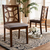 Gray Upholstered and Walnut Brown Dining Chair Set of 2