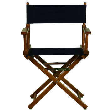 18" Director's Chair With Honey Oak Frame, Navy Blue Canvas