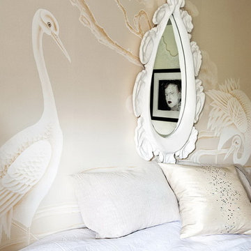 hand painted wallpaper Birds and flower panoramic design