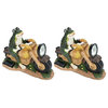 60900, 2-Pack Set Frog on a Motorcycle Solar LED Accent Light Statue 10" Length