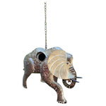 Zaer Ltd - Galvanized Hanging Animal Birdhouse - Elephant - Decorate your yard or garden with the new collection of Galvanized Hanging Animal Birdhouses. These birdhouses are expertly constructed from 100% quality galvanized metal for strength and durability. Each birdhouse is built and detailed to depict a member of the animal kingdom. Our Elephant shaped birdhouse features this majestic creature with large African Elephant ears and curled trunk.