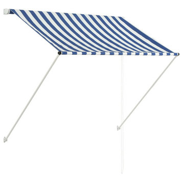 vidaXL Retractable Awning Patio Awning with Bradde Chain Sunshade Blue and White