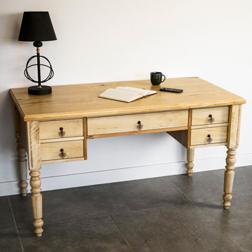 Solid Wood Writing Desk With Drawers - MCM Home Office Furniture