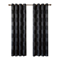 Royal Tradition - Lexington Jacquard Grommet-Top Panels, Set of 2, Black, 104"x84" - Curtains