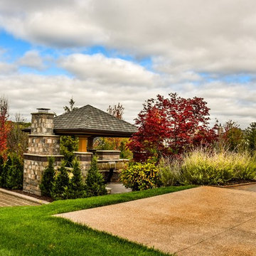 Backyard Estate with gazebo fireplace & water feature