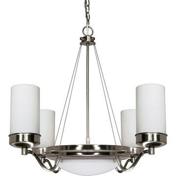 Nuvo Polaris 6-Light Brushed Nickel and Opal Frosted Glass ES Chandelier