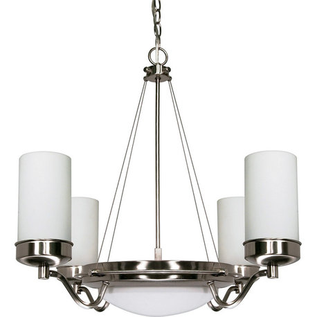 Nuvo Polaris 6-Light Brushed Nickel and Opal Frosted Glass ES Chandelier