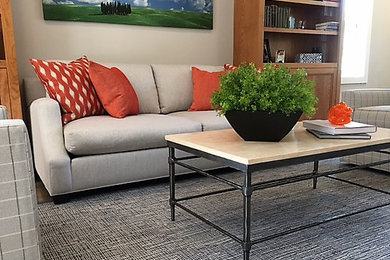Transitional Grey & Orange Living room