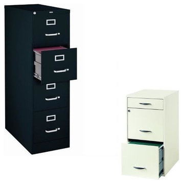2 Piece Value Pack 4 and 3 Drawer File Cabinet in Black and White