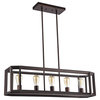 IRONCLAD, Industrial-style 5 Light Rubbed Bronze Ceiling Pendant, 34" Wide