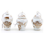 Danny's Fine Porcelain - Christmas Set Of 6 Ornament O&W - 2.5WX2.5LX3.75H orange and white christmas set of 6 ornament
