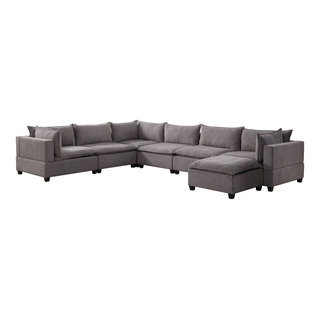 Madison Down Feather Sectional Sofa Chaise With Ottoman - Transitional ...