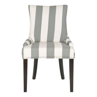 Amal 19''h Awning Stripes Dining Chair set of 2 Flat Nail Heads Grey ...