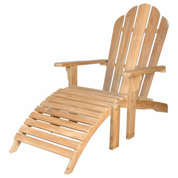 Anderson Teak AD-036 Natural Adirondack Chair With Ottoman