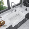 White Ceramic 30 in. Single Bowl Farmhouse Apron Kitchen Sink with Bottom Grid