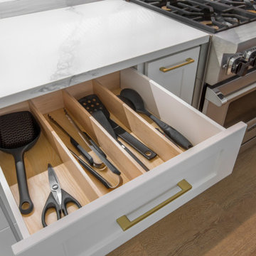 Custom-size utensil drawer by Prime Design Cabinetry LLC