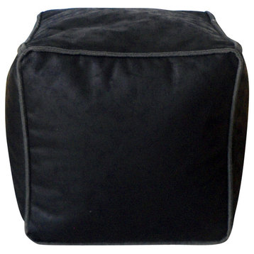 Avery Antique Faux Leather Black Bean Bag Pouf
