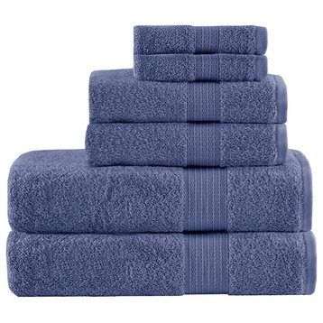 Madison Park Organic All-Natural 6-Piece Bathroom Towel Set, Blue
