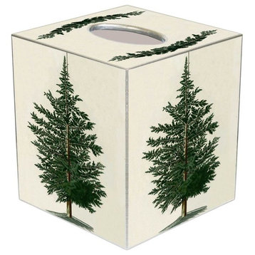 TB2527 - Antique Christmas Tree Winter White Tissue Box Cover