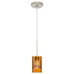 Besa Lighting - Besa Lighting 1XT-6524EG-SN Scope - One Light Cord Pendant with Flat Canopy - Scope is a compact cylinder of handcrafted glass,Scope One Light Cord Bronze Armagnac/Fros *UL Approved: YES Energy Star Qualified: n/a ADA Certified: n/a  *Number of Lights: Lamp: 1-*Wattage:50w GU5.3 Bi-pin bulb(s) *Bulb Included:Yes *Bulb Type:GU5.3 Bi-pin *Finish Type:Bronze