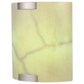 Lite Source Fluorescent Wall Sconce, Polished Steel, Glass Shade