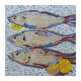 Nautical Mosaic Art - Lemons and Fish 39" x 39"