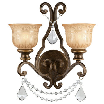 Norwalk 2-Light 18" Wall Sconce in Bronze Umber with Clear Hand Cut Crystals