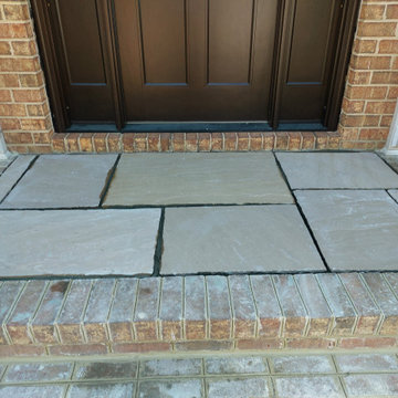 Custom Entryway UPGRADE – Stone Inlay on Landing & Repointed Steps