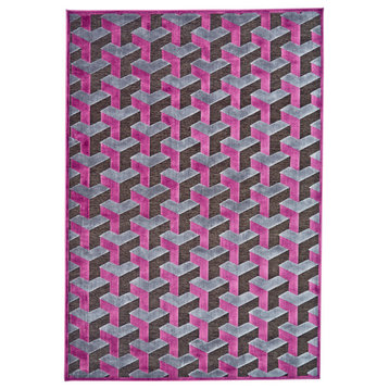 Weave & Wander Sagio Rug, Dark Gray/Raspberry, 7'6"x10'6"