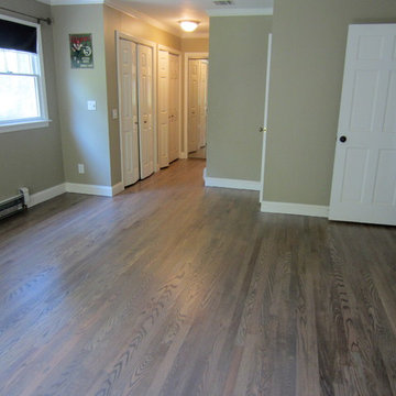 NISSEQUOGUE: 2 1/4" RED OAK W/ CUSTOM GREY BLEND STAIN + BONA TRAFFIC HD SATIN