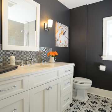 Transitional Podwer Room and Bathroom