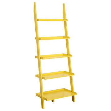 American Heritage Bookshelf Ladder with Five Tiers in Bright Yellow Wood Finish