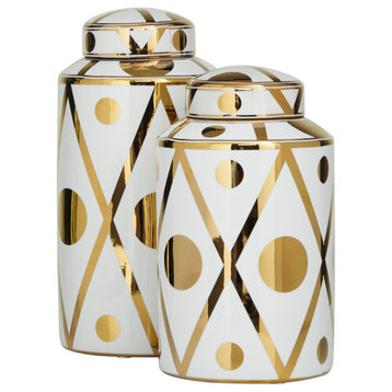 Modern White Ceramic Decorative Jars Set 562475