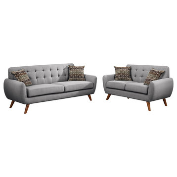 Benzara BM168730 Polyfiber 2 Piece Sofa set With Cushion Seats, Gray