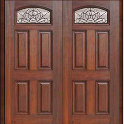 Prehung Double Door 80 Fiberglass Brazos 4 Panel Camber Lite Glass - Front Doors