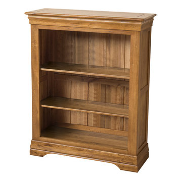 French Chateau Solid Oak Bookcase, Rustic, Small