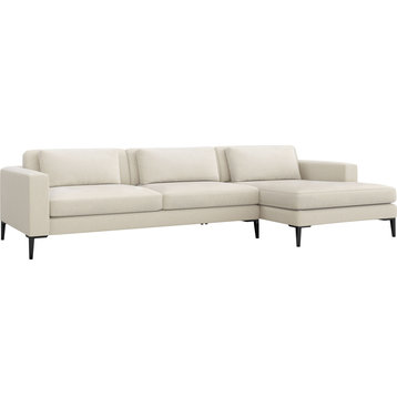 Izzy Chaise Sectional - Pearl, Gunmetal, Right Facing