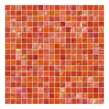 12"x12" Scarlet Orange Iridescent Glass Tile, Full Sheet